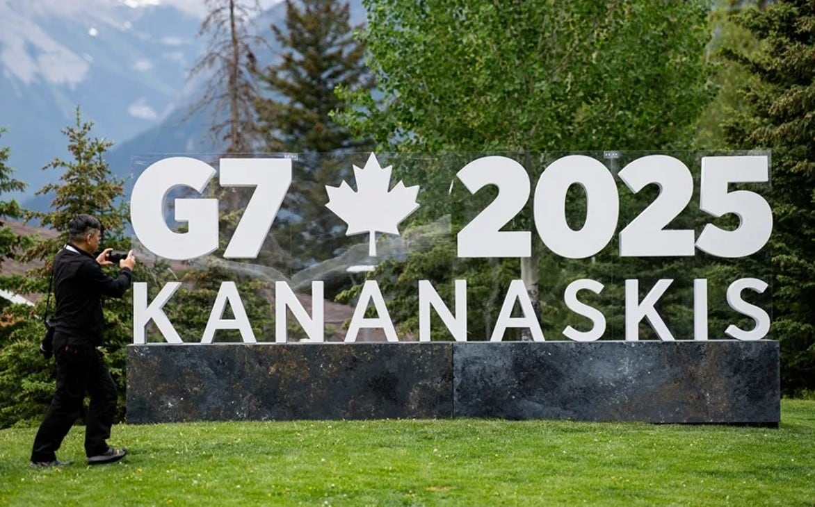 Un cartel que anuncia la Cumbre del G7. EFE/EPA/Spencer Colby
